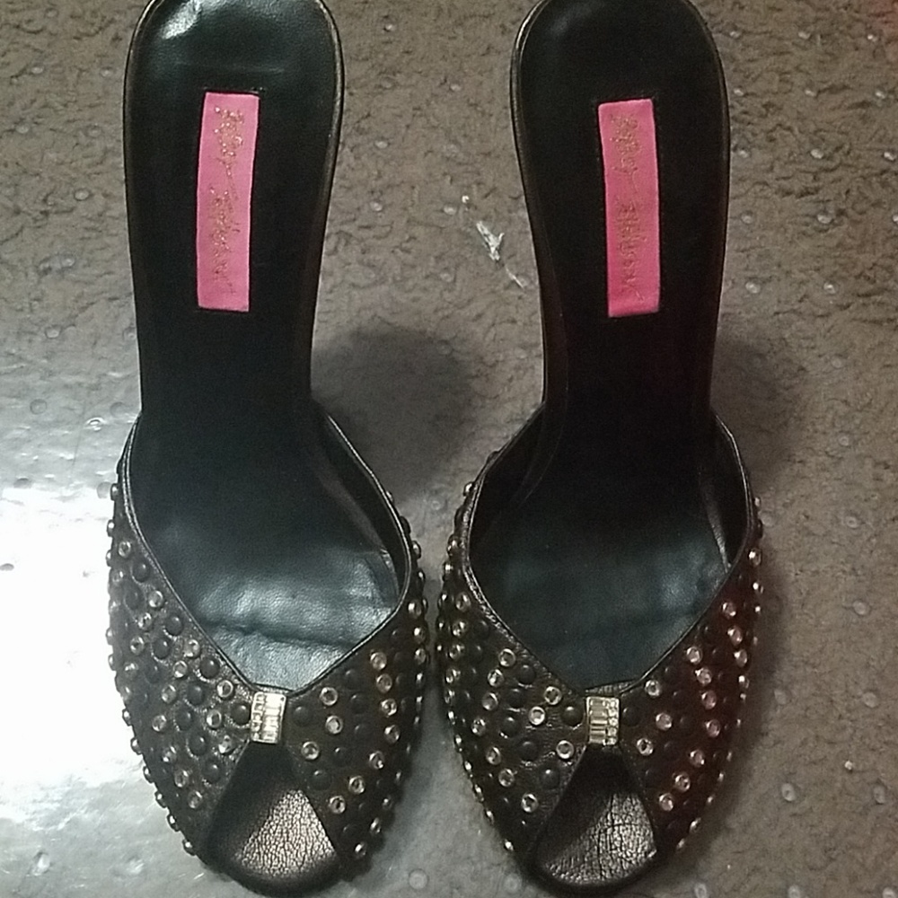 Betsey johnson vintage black rhinestone heels shoe